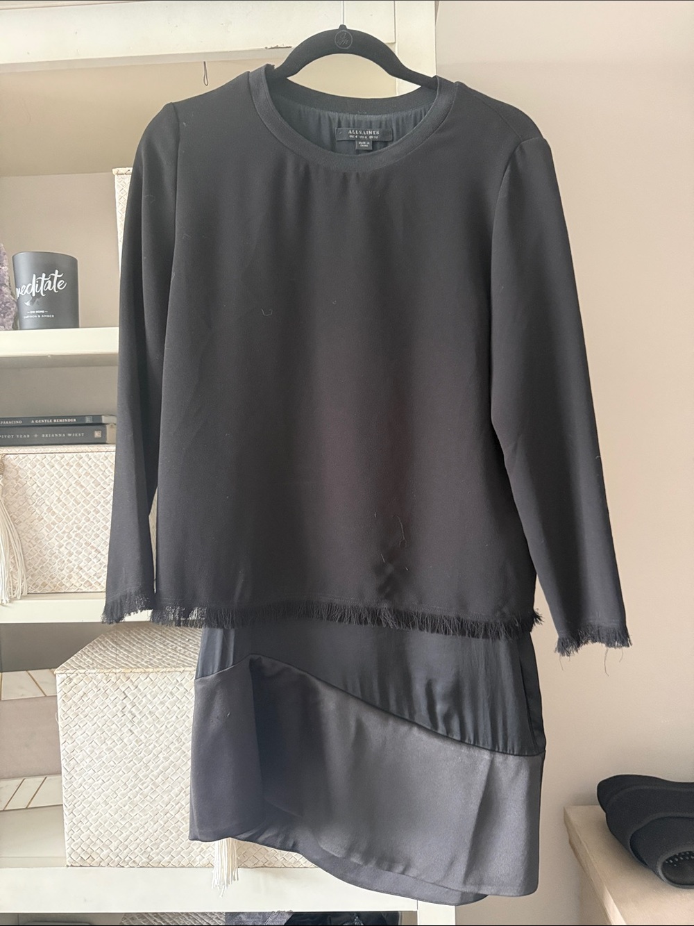 All Saints Black Asymmetrical Two-Piece Dress - Picture 1 of 6